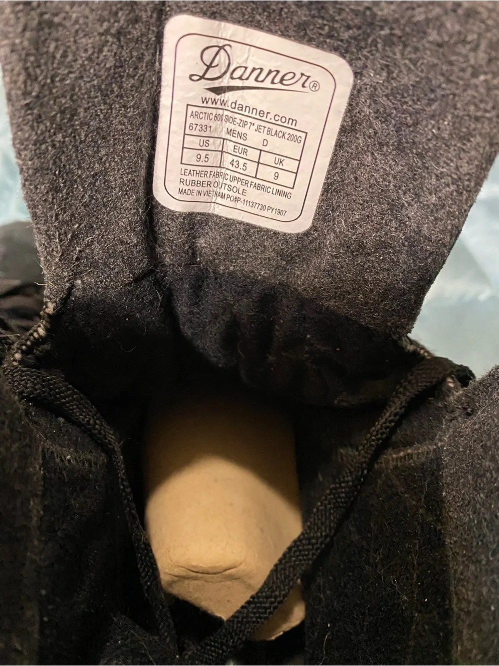 NWOT Danner Artic 600 Zip Men's Black Suede Waterproof Hiking Boots Sz 9.5.